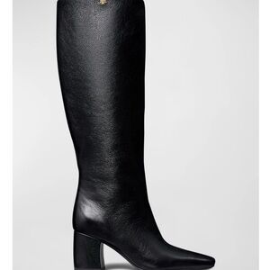 Tory Burch Leather Tall Black Heeled Boots, size 7